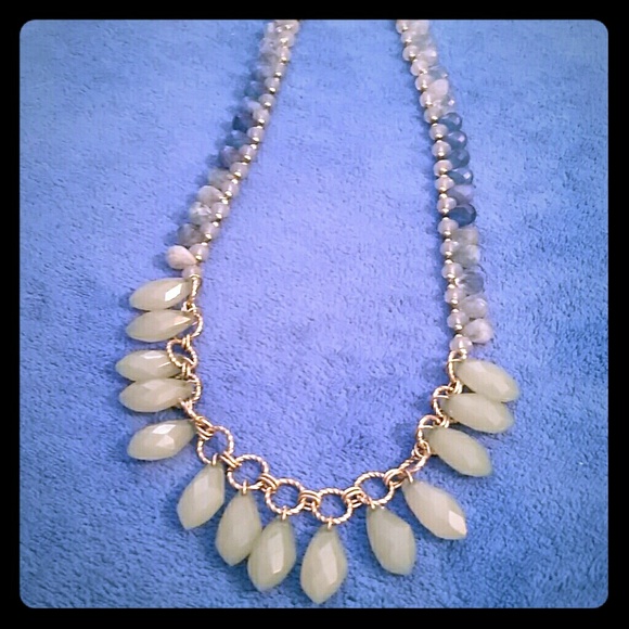 Loft, blue, beaded, long necklace