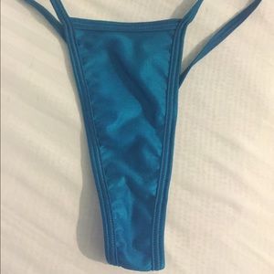 Teal colored stripper T-back panties