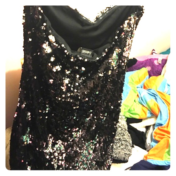 Black and silver sequined dress