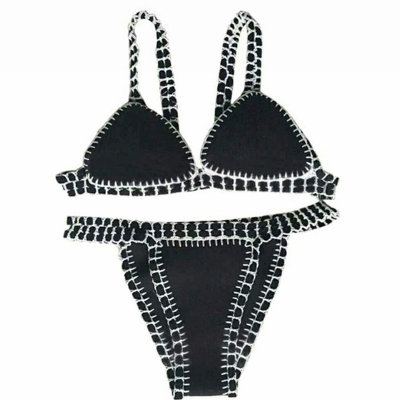 Black and white neoprene bikini