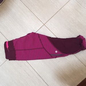 Lululemon pink purple stripe crop luxtreme