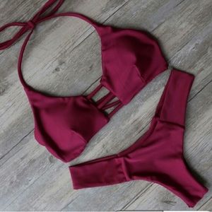 Maroon cage bikini