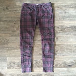 Red and black plaid jeans