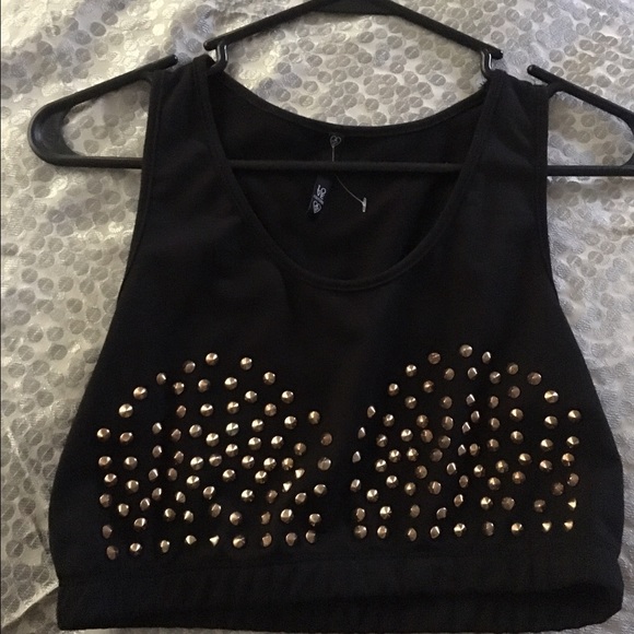 BUY ONE GET ONE FREE Crop stop Black & Gold Stud