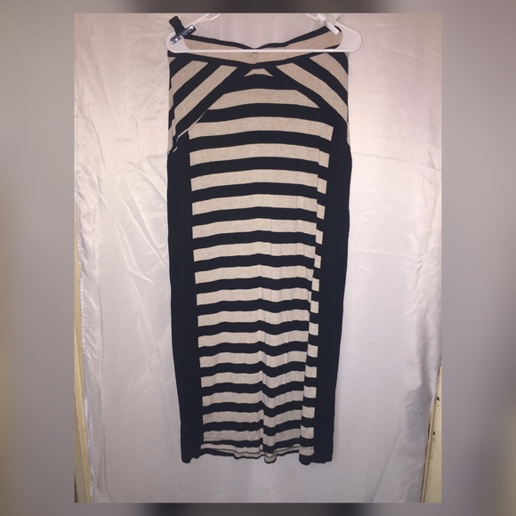 Black & Tan Striped Maxi Skirt