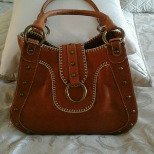 BCBG CAMEL COLORED LEATHER TOTE