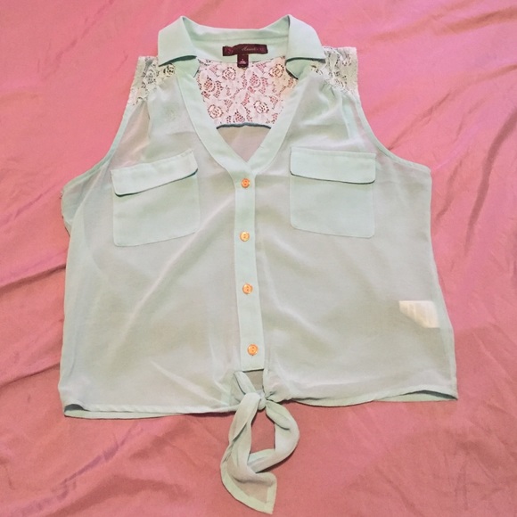 Light blue collared tank top