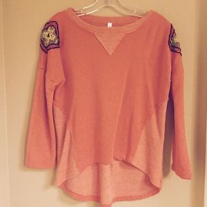 High low sweater with beaded shoulders!