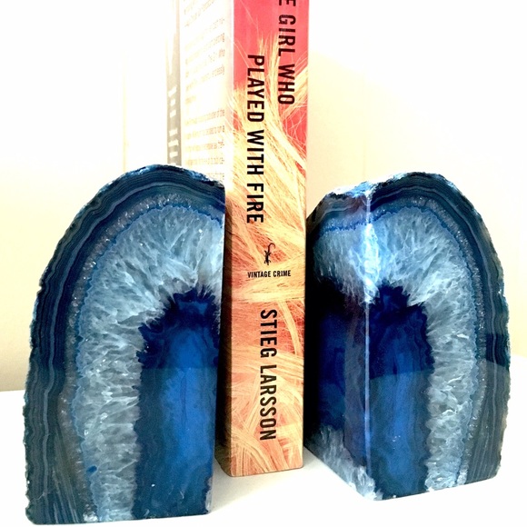 Blue Agate Bookends