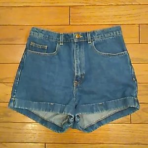 Medium Wash Cuffed Denim Shorts