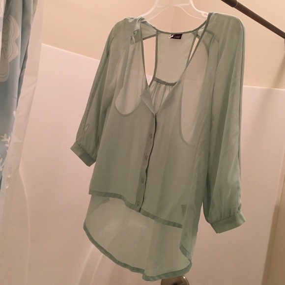 Urban Outfitters high-low sea foam green shirt - Picture 1 of 2