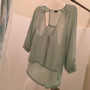 Urban Outfitters high-low sea foam green shirt