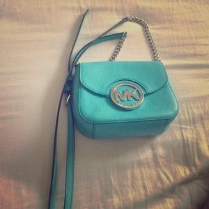 Blue cross body purse
