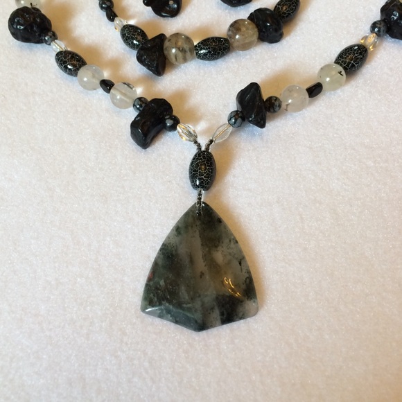 FINAL SALE PRICE Handmade OOAK Lava Stone, Quartz & Glass Jewel Set - Picture 2 of 4