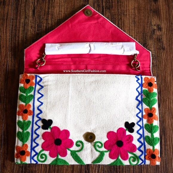 EMBROIDERED BAG Mini Crossbody Convertible Clutch - Picture 3 of 4