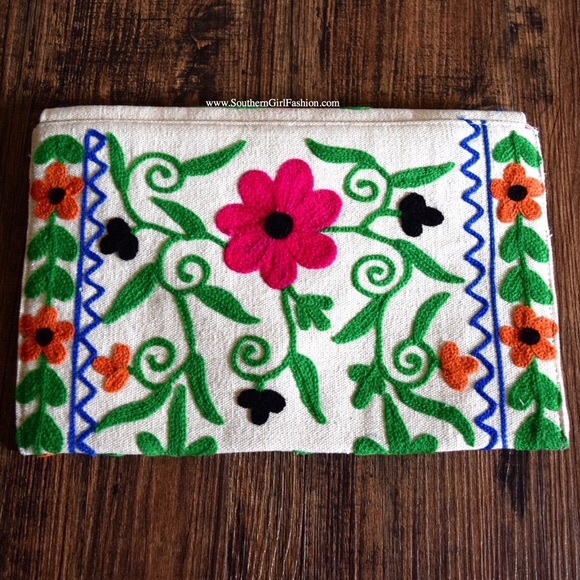 EMBROIDERED BAG Mini Crossbody Convertible Clutch - Picture 4 of 4