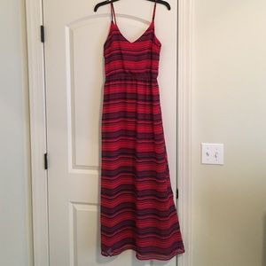 Red and Navy Maxi Dress