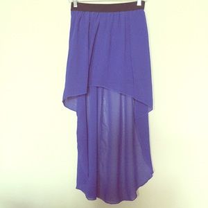 High low blue violet skirt