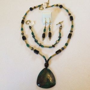 FINAL SALE PRICE Handmade OOAK Aventurine, Jade & Glass Jewelry Set