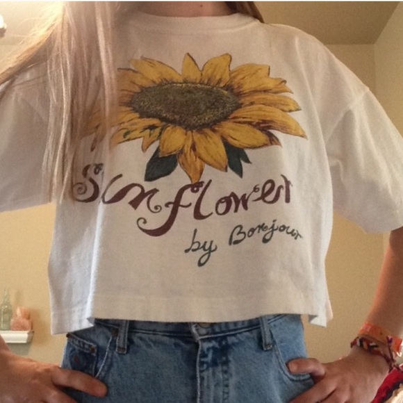 Bonjour Tops - Vintage Sunflower Crop Top