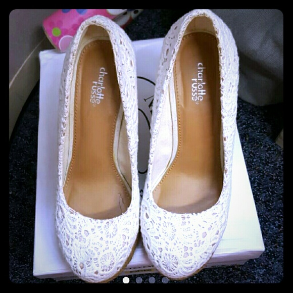 White lace Charlotte Russe wedges