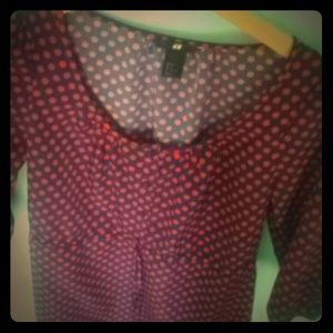 H&M Red and Navy Blue Polka Dot Dress