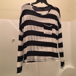 Navy and white striped top
