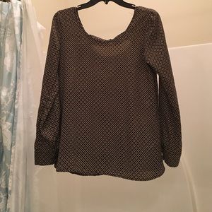 Blouse, silk, printed with sleeves.