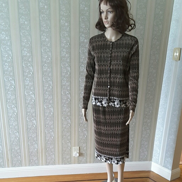 2 piece set:  pleated long sleeve top and skirt