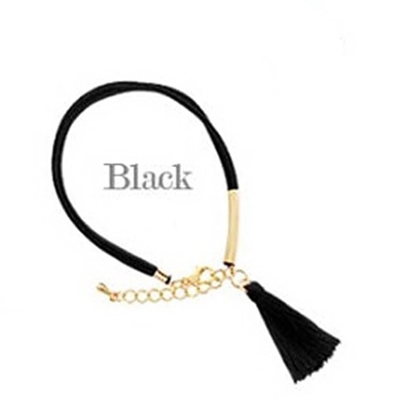 💟Black Synthetic Leather Tassel Bracelet💟 - Picture 2 of 3