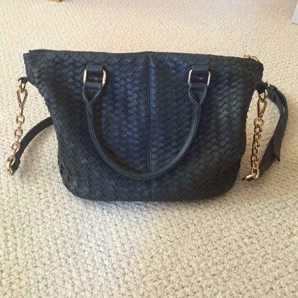 Navy blue (fake) leather bag