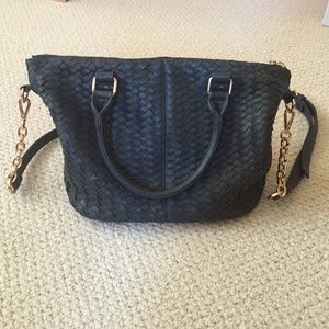 Navy blue (fake) leather bag