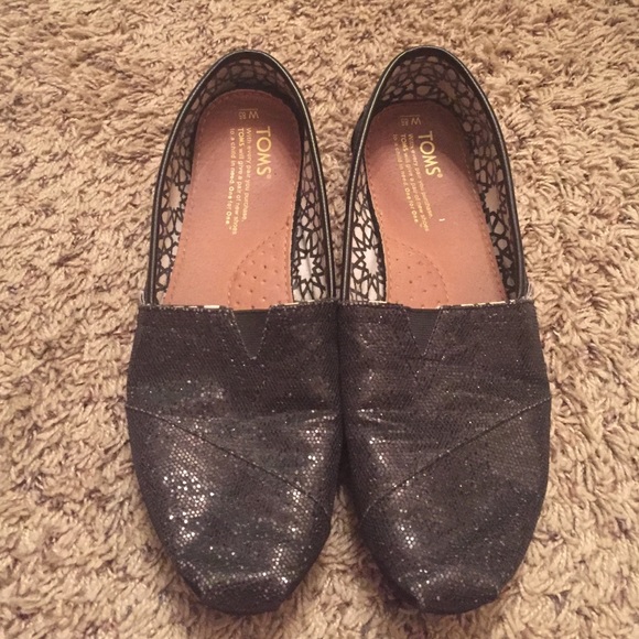 Sparkly Black Toms