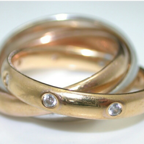 Sterling silver and 18k gold overlay triple ring
