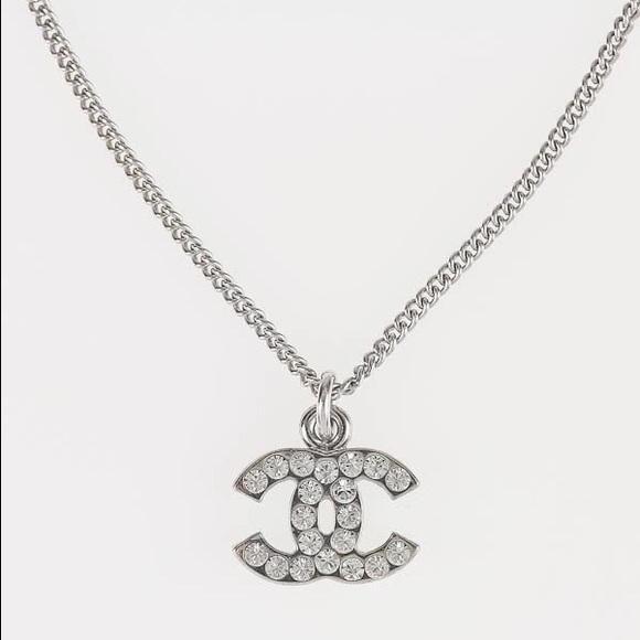 CHANEL Jewelry - CHANEL crystal CC logo necklace w/ silver chain