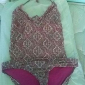 Pink And Black Medallion Two Piece Swimsuit