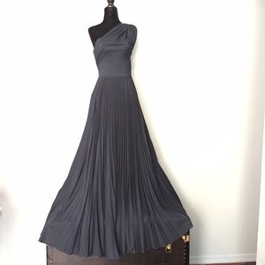 Tadashi one shoulder navy gown