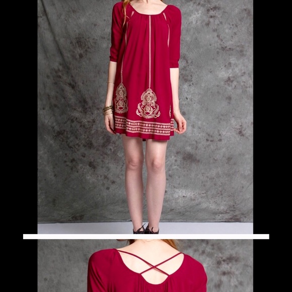 BOHO BURGUNDY PERFECT DRESS NWT!!! - Picture 4 of 4