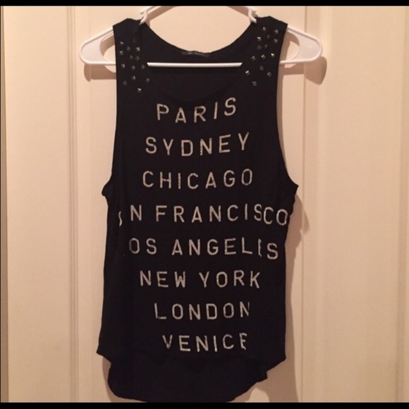 Tops - Sleeveless tank cities bronze studded shoulders