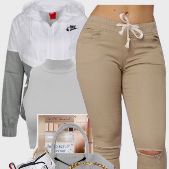 | new arrival | drawstring cut knee skinny pants - Picture 3 of 3