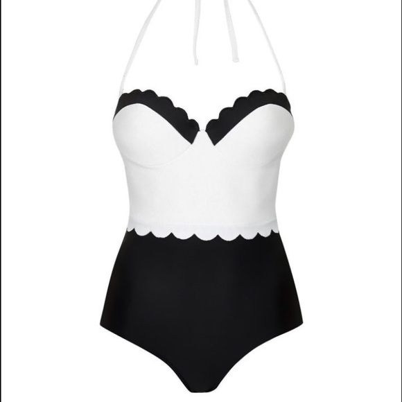 Classic tone contrast one piece swim suit