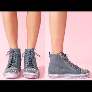 Jeffrey Campbell denim adams studded sneaker