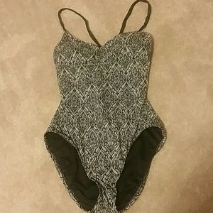 Grey and black bathing suit