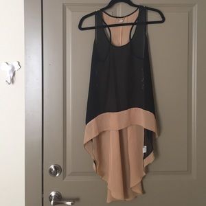 Black and Tan hi low chiffon tank top