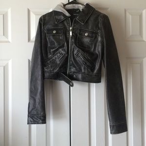 Black washed leather jacket