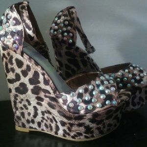 Cheetah print wedge sandal