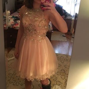 Beautiful embellished light pink prom dress