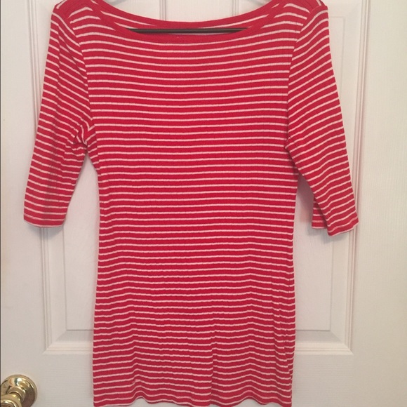 Red and White Boat Neck Shirt