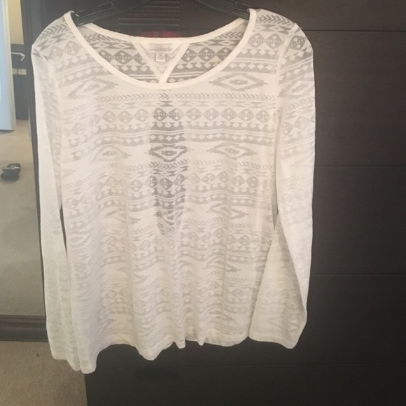 burn out ivory/white long sleeve w/ oval cut out