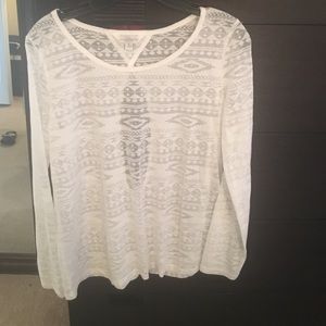 burn out ivory/white long sleeve w/ oval cut out